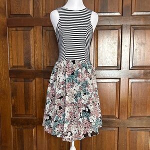 Fire Los Angeles Small Sleeveless Dress Fit & Flare Skater Mixed Media Vintage